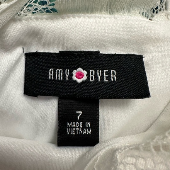 Amy Byer Girls Floral Print w/ Lace‎ Detail Midi Dress Size 7 Turquoise NWT! - Picture 4 of 5